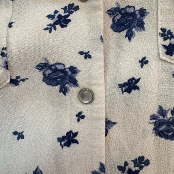 Sézane Floral Button Front Dress Size 36 Blue White Parisian Cottagecore - Picture 3 of 4